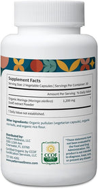 Pattern Wellness Moringa Oleifera Orgánica - 60 Cápsulas - Suplemento de Hoja Entera - Vegano, No OGM