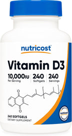 Nutricost Vitamin D3 10,000 IU, 240 Softgels - High Potency, Non-GMO, Gluten Free