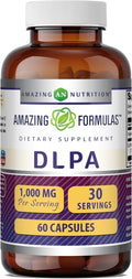 Amazing Formulas DLPA (DL-Fenilalanina) | 1000 mg por ración | 60 cápsulas | Sin OGM | Sin gluten | Fabricado en EE. UU.