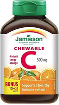 Jamieson Vitamina C Masticable 500 mg - Sabor Naranja, 120 comprimidos (Formato Extra)