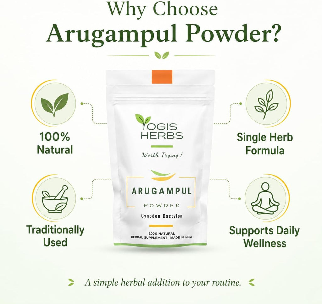 Polvo de Arugampul (Cynodon dactylon) - YOGIS HERBS - Hierba Tradicional Tamil