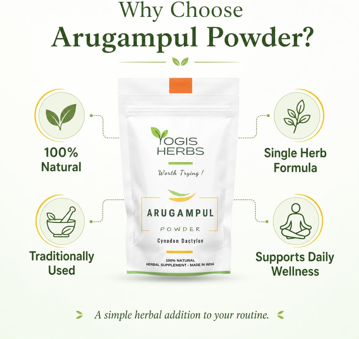 Polvo de Arugampul (Cynodon dactylon) - YOGIS HERBS - Hierba Tradicional Tamil