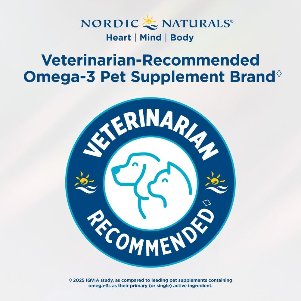 Nordic Naturals Omega-3 Pet, 120 Cápsulas Blandas - Aceite de Pescado para Perros con EPA y DHA