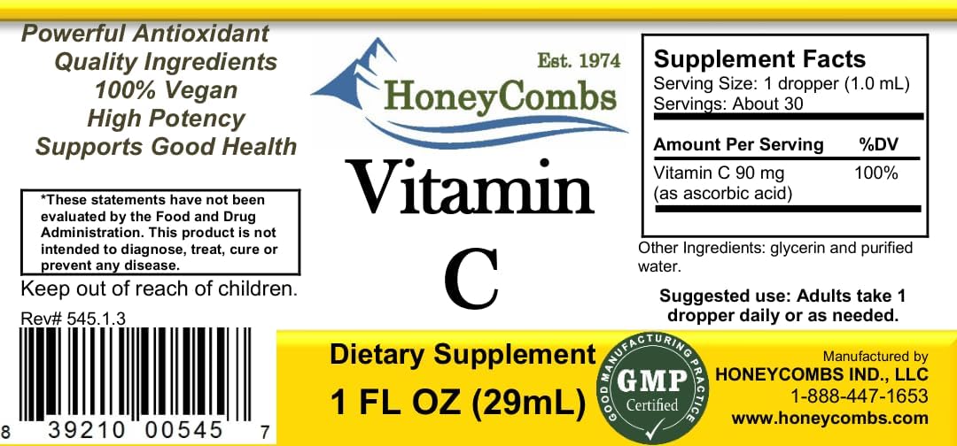 HoneyCombs Vitamina C Líquida - Gotas de Alta Absorción con Bioflavonoides