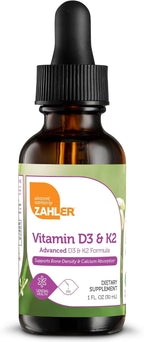 Zahler Vitamina D3 K2 Gotas, 1000 UI D3 + 1000 mcg K2 por ración, 30 ml
