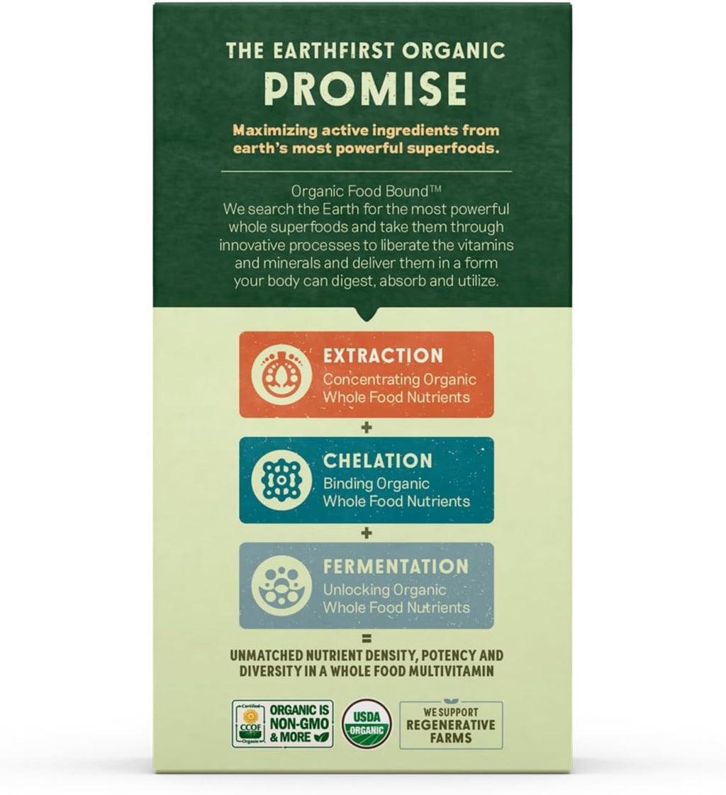 EarthFirst Organic Men’s Multi Once Daily - Multivitamínico Completo con 19 Vitaminas y Minerales, Vegano, No-GMO, 60 Comprimidos