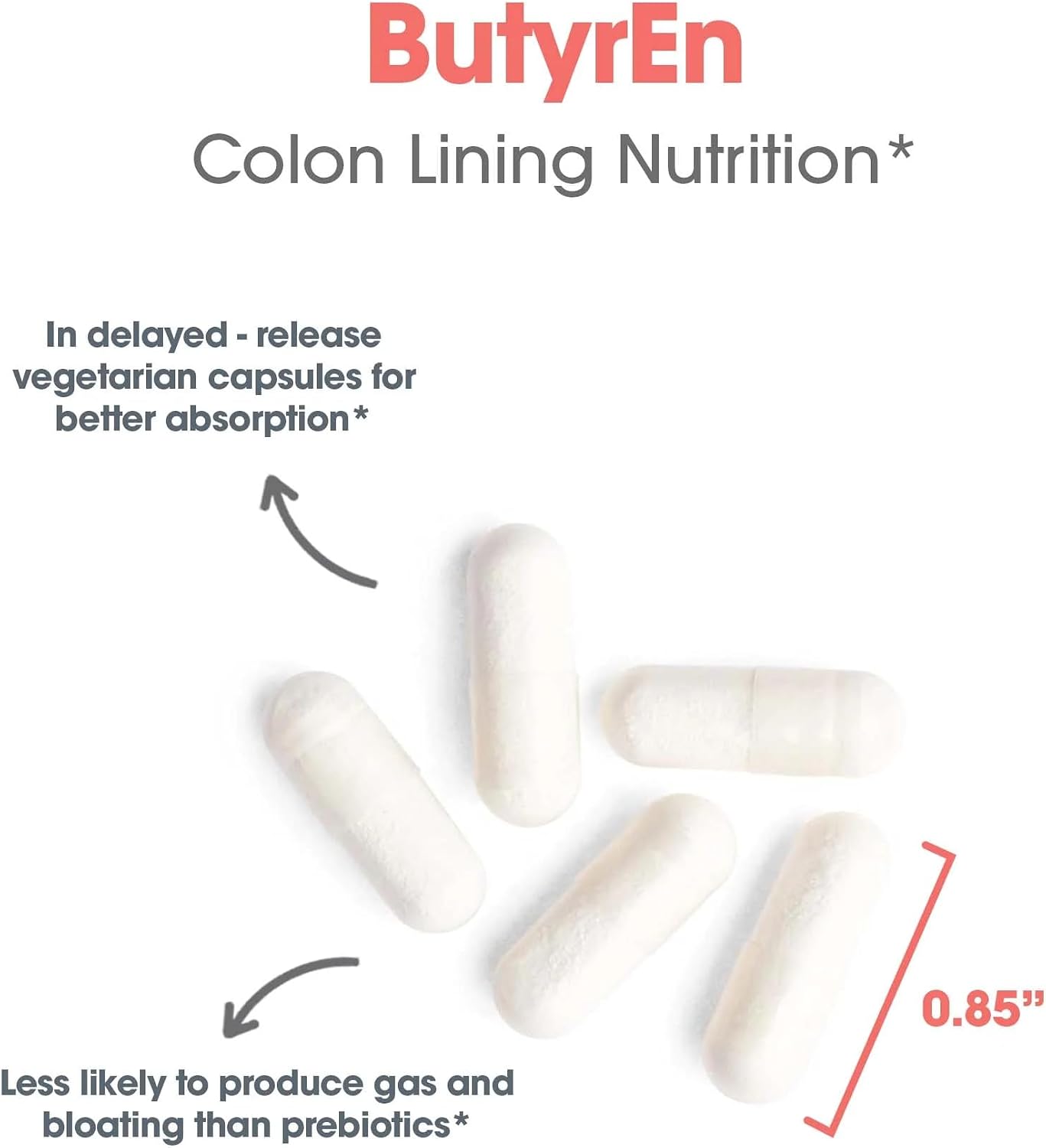 ARG ButyrEn Colon Lining Nutrition - Fórmula de Tributirina para el Soporte Digestivo, 100 Cápsulas Vegetarianas de Liberación Retardada