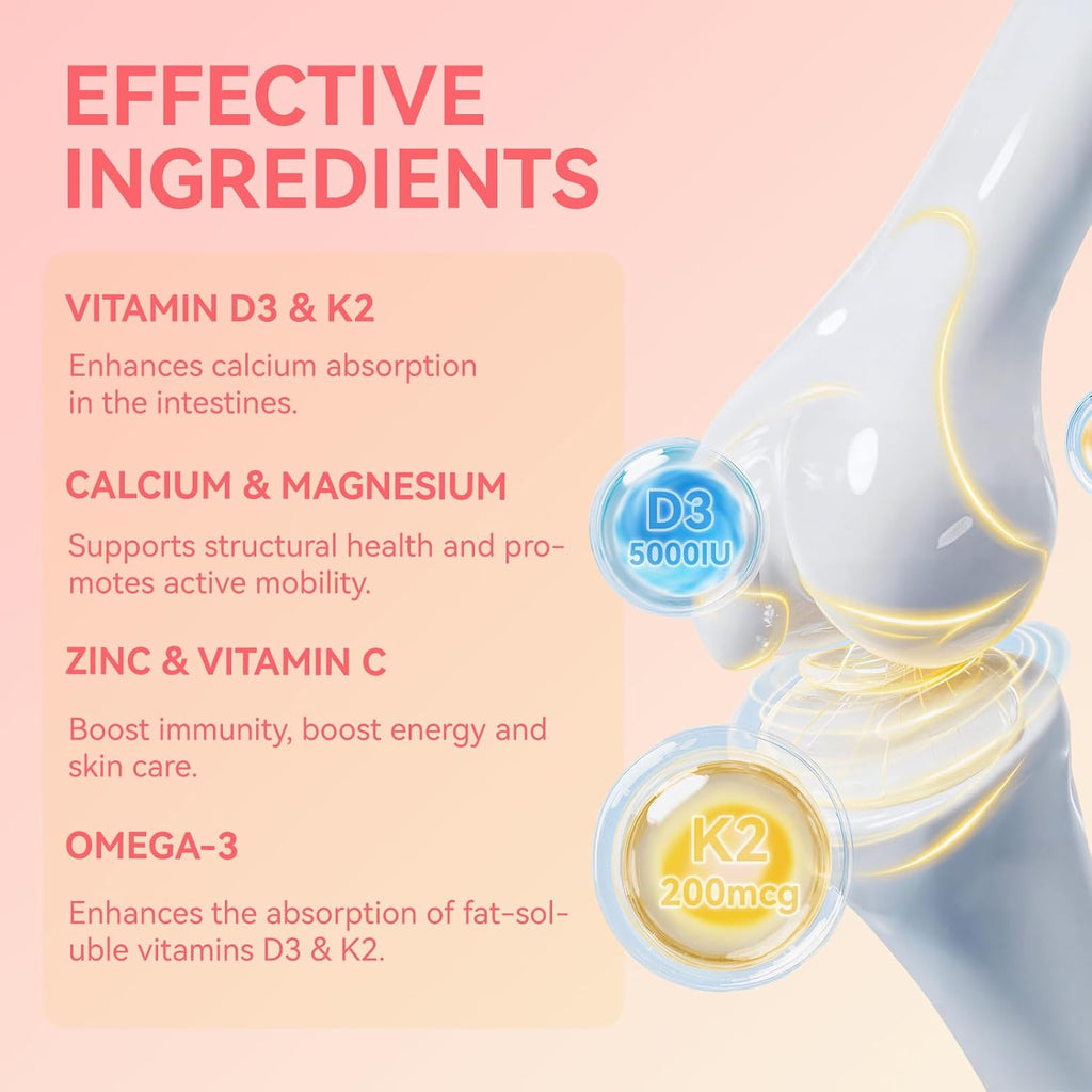 Agumoon Vitamina D3 K2 Gominolas - 5000IU + 200mcg MK-7 - 60 uds