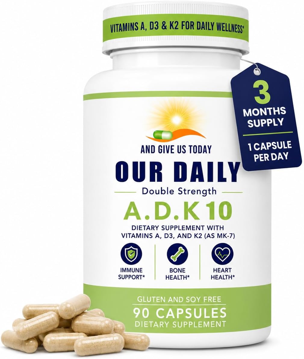 Daily Vites ADK 10 - Suplemento de Vitaminas A, D3 y K2 (MK-7), 90 Cápsulas