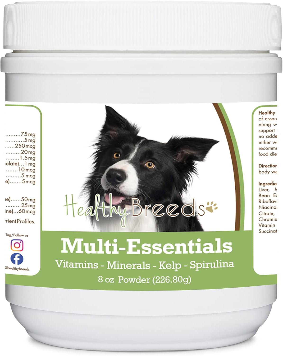 Healthy Breeds Border Collie Multi-Essentials en Polvo para Perros - Suplemento de Vitaminas, Minerales y Antioxidantes - 227 g