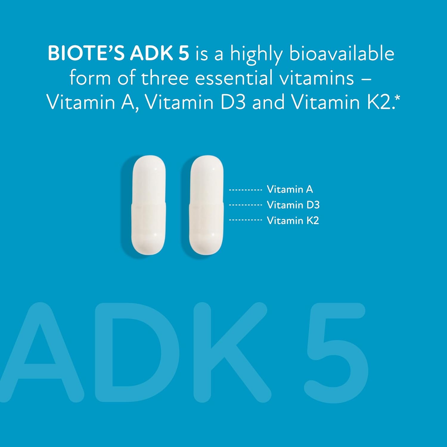 Biote ADK 5 - Vitamina D3 para Inmunidad y Cardiovascular - 90 Cápsulas