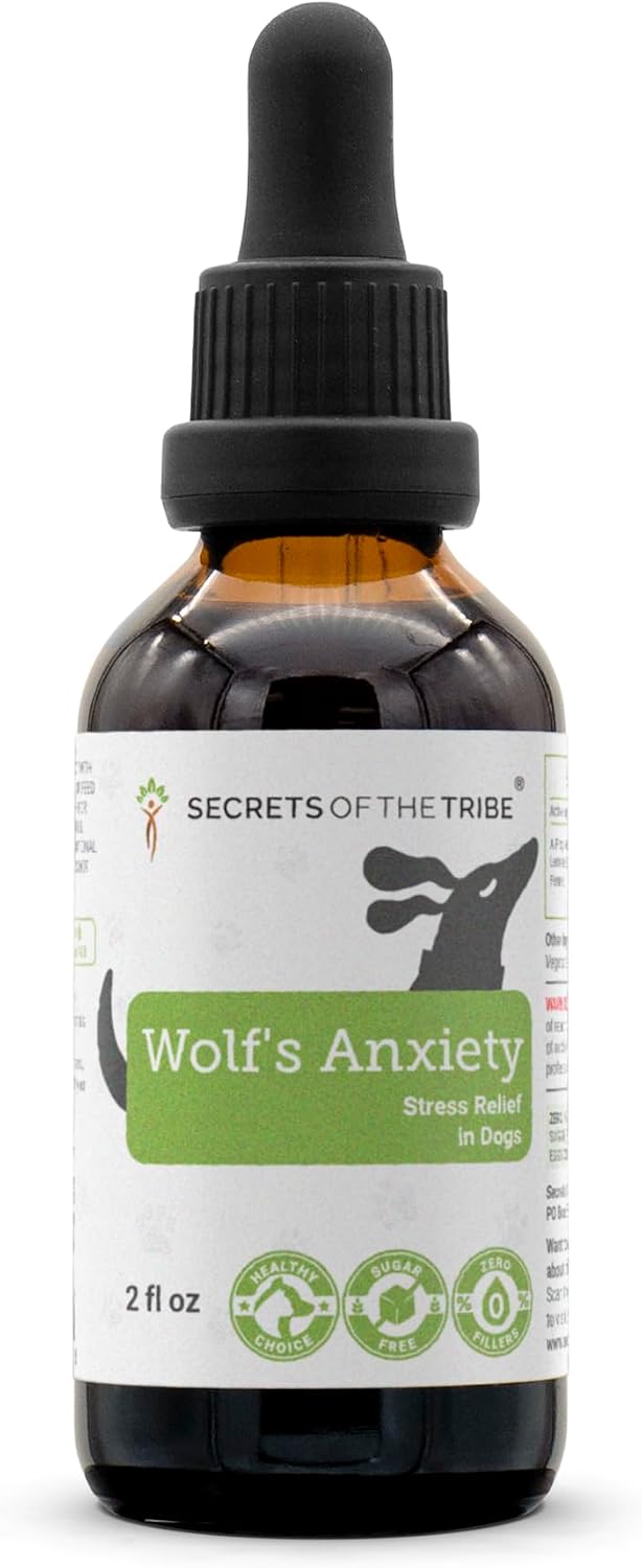 Wolf's Anxiety | Suplemento herbal natural para perros | Apoyo para el estrés y la ansiedad | Extracto sin alcohol de manzanilla, melisa, lavanda, tilo e hinojo | 60 ml