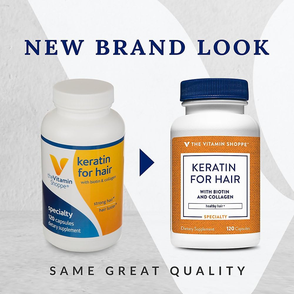 The Vitamin Shoppe Hair Keratin with Biotin and Collagen, 120 Capsules