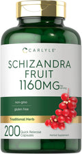 Carlyle Suplemento de Schisandra 1160 mg | 200 Cápsulas | Extracto de Baya | No Transgénico y Sin Gluten