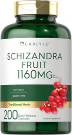 Carlyle Suplemento de Schisandra 1160 mg | 200 Cápsulas | Extracto de Baya | No Transgénico y Sin Gluten