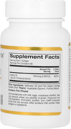 California Gold Nutrition Vitamina D3 5000 UI – 90 Cápsulas de Gelatina de Pescado