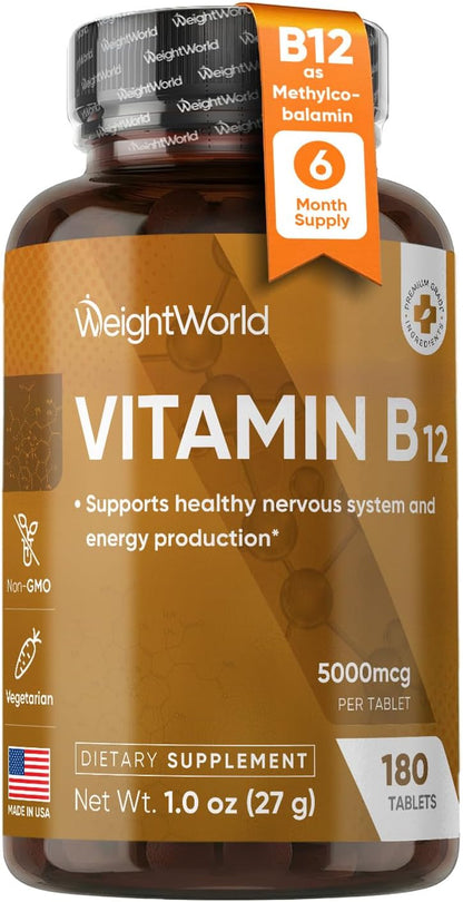 WeightWorld Vitamina B12 5000mcg – Formación normal de glóbulos rojos : La vitamina B12 es necesaria para la – Image 1