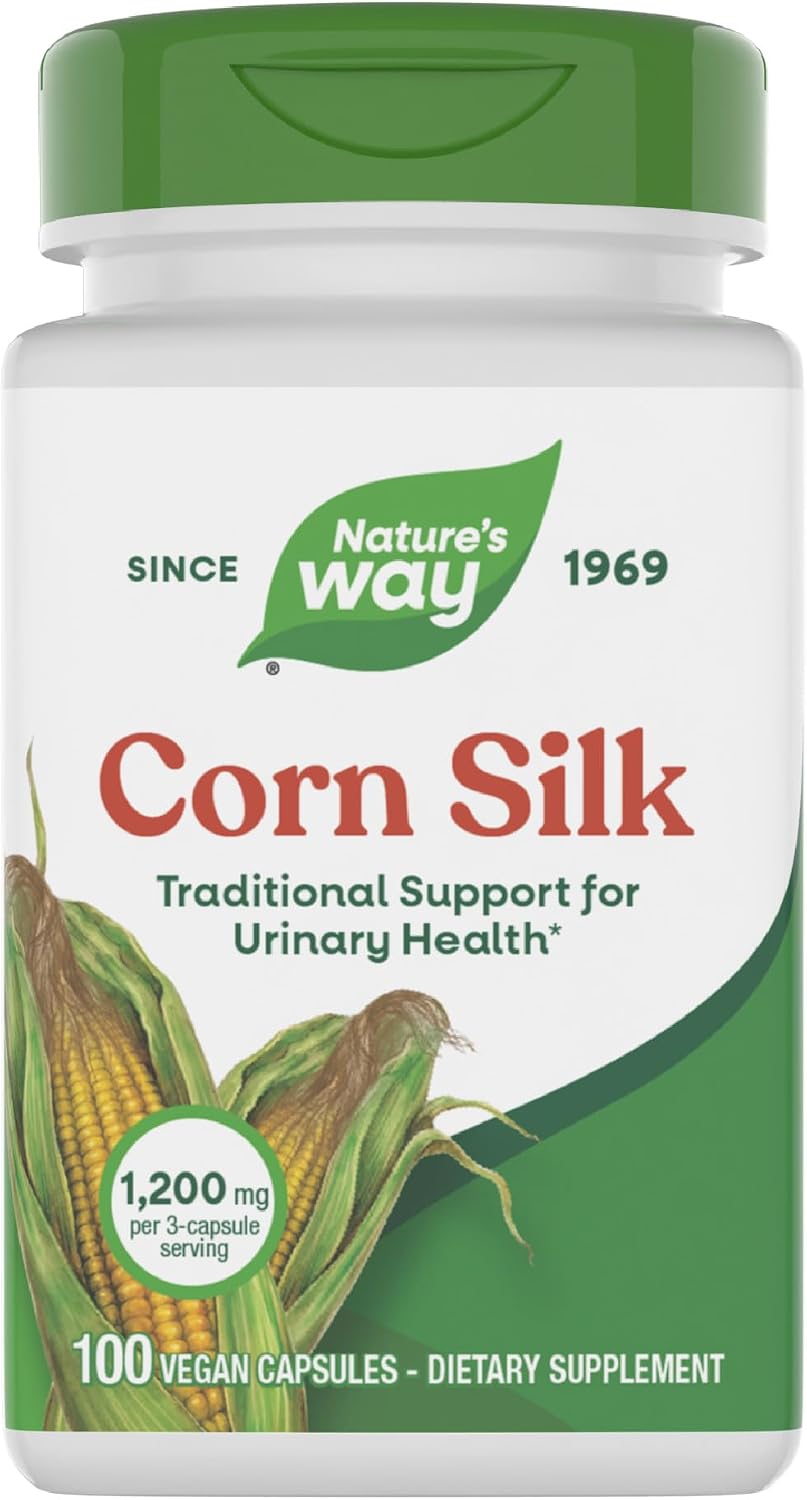 Nature's Way Corn Silk, 1200 mg per 3 Capsules, Traditional Support for Urinary Health, Vegan, Gluten-Free, 100 Capsules