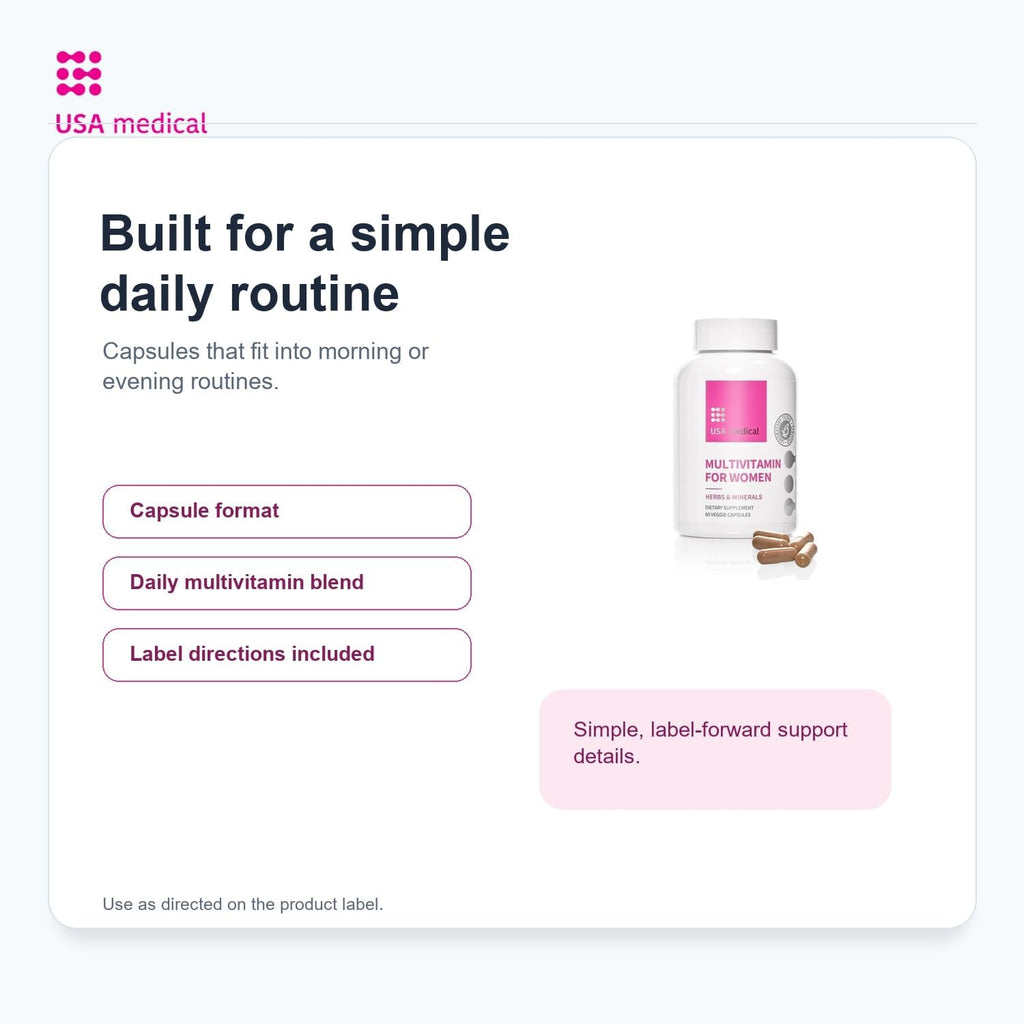 Fórmula Diaria para Mujeres Multivitamínico - Vitaminas, Minerales y Mezcla de Apoyo Femenino | 60 Cápsulas