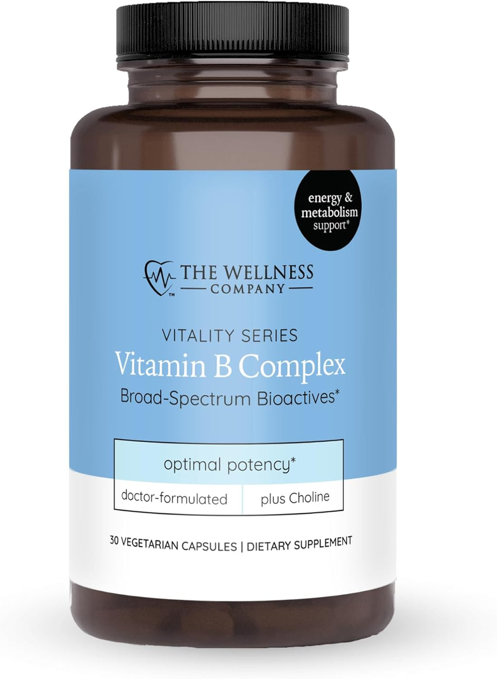 Complejo B de The Wellness Company – Recuperación Muscular, Concentración y Resiliencia, Vitaminas B Metiladas de Amplio Espectro | 30 Cápsulas (1 Mes de Suministro)