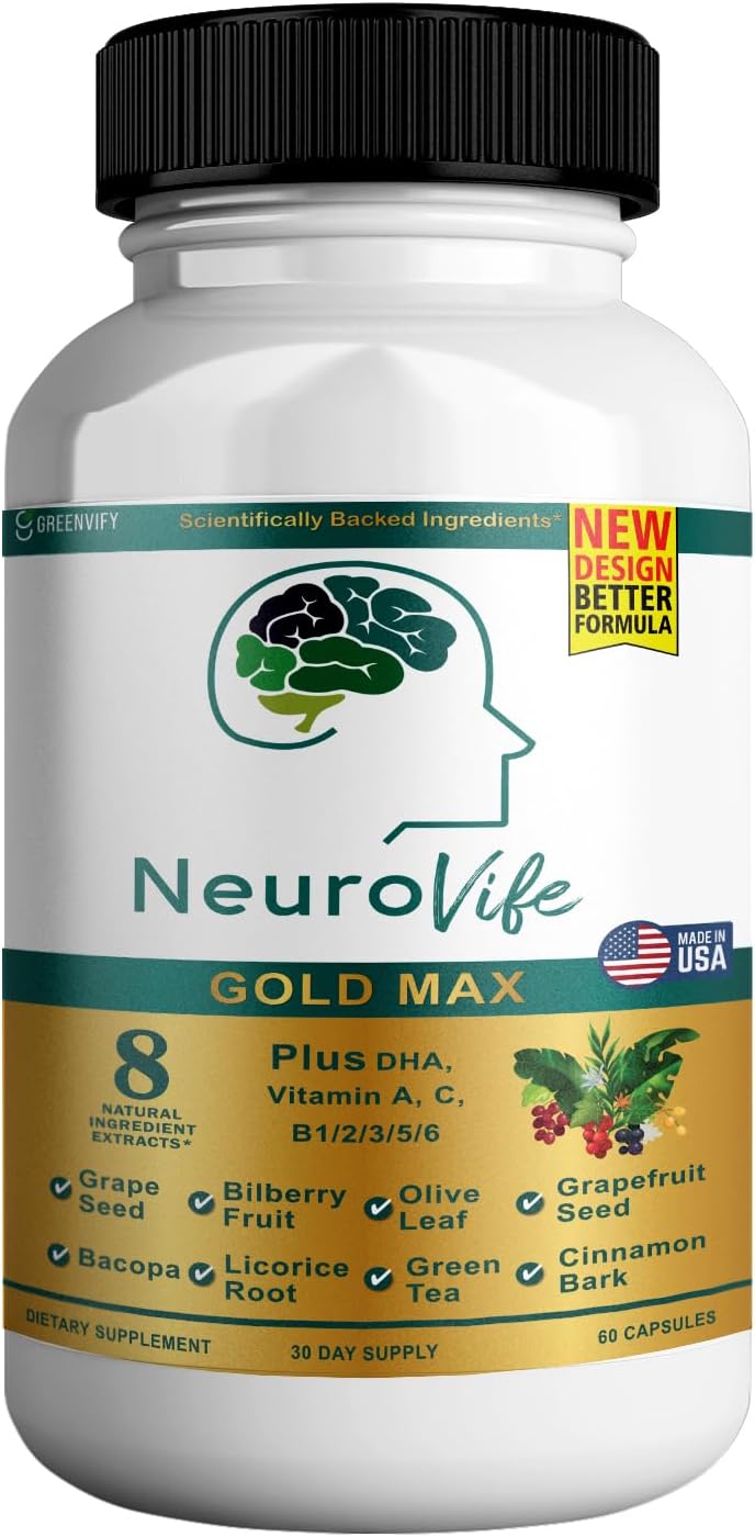 NeuroVife Gold Max Fórmula Nootrópica, Complejo para la Concentración y Claridad Cognitiva, 60 Cápsulas