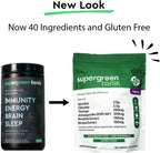 SUPERGREEN TONIK 100% Natural Greens Superfood Powder – Suplemento diario con 40 superalimentos, vitaminas y minerales – Ayuda a la energía, estrés e inmunidad – 30 días 360 gramos Sabor Berry (1 Bolsa)