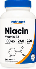 Nutricost Niacina (Vitamina B3) 100mg, 240 Cápsulas - Con Enrojecimiento