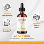 Ginger Slim Drops - Gotas Líquidas Naturales, Fórmula Premium, 1 Frasco para 1 Mes