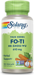 SOLARAY Fo-Ti Cápsulas - Suplemento Herbal Chino - 610 mg, 100 Cápsulas Vegetales