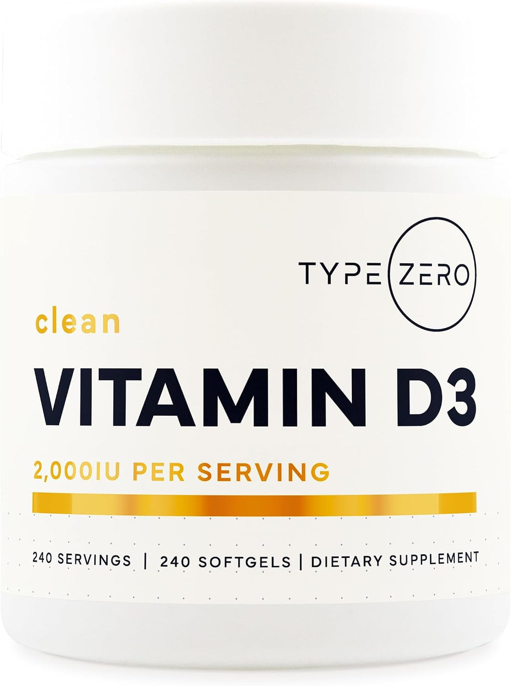 Type Zero Vitamina D3 2000 UI, 240 Cápsulas Blandas - No Transgénico y Sin Gluten