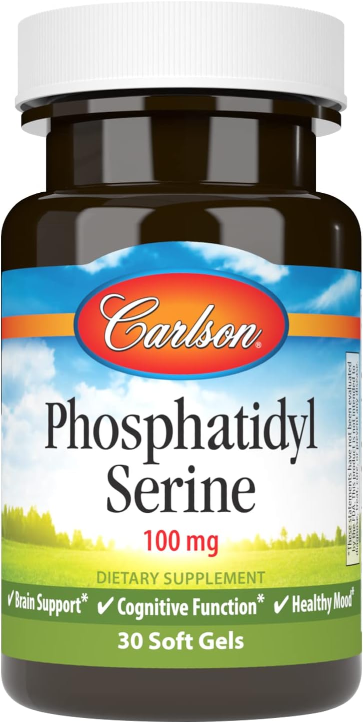 Carlson - Fosfatidilserina, 100 mg, No Transgénico, Función Cerebral, 30 Cápsulas Blandas