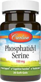 Carlson - Fosfatidilserina, 100 mg, No Transgénico, Función Cerebral, 30 Cápsulas Blandas