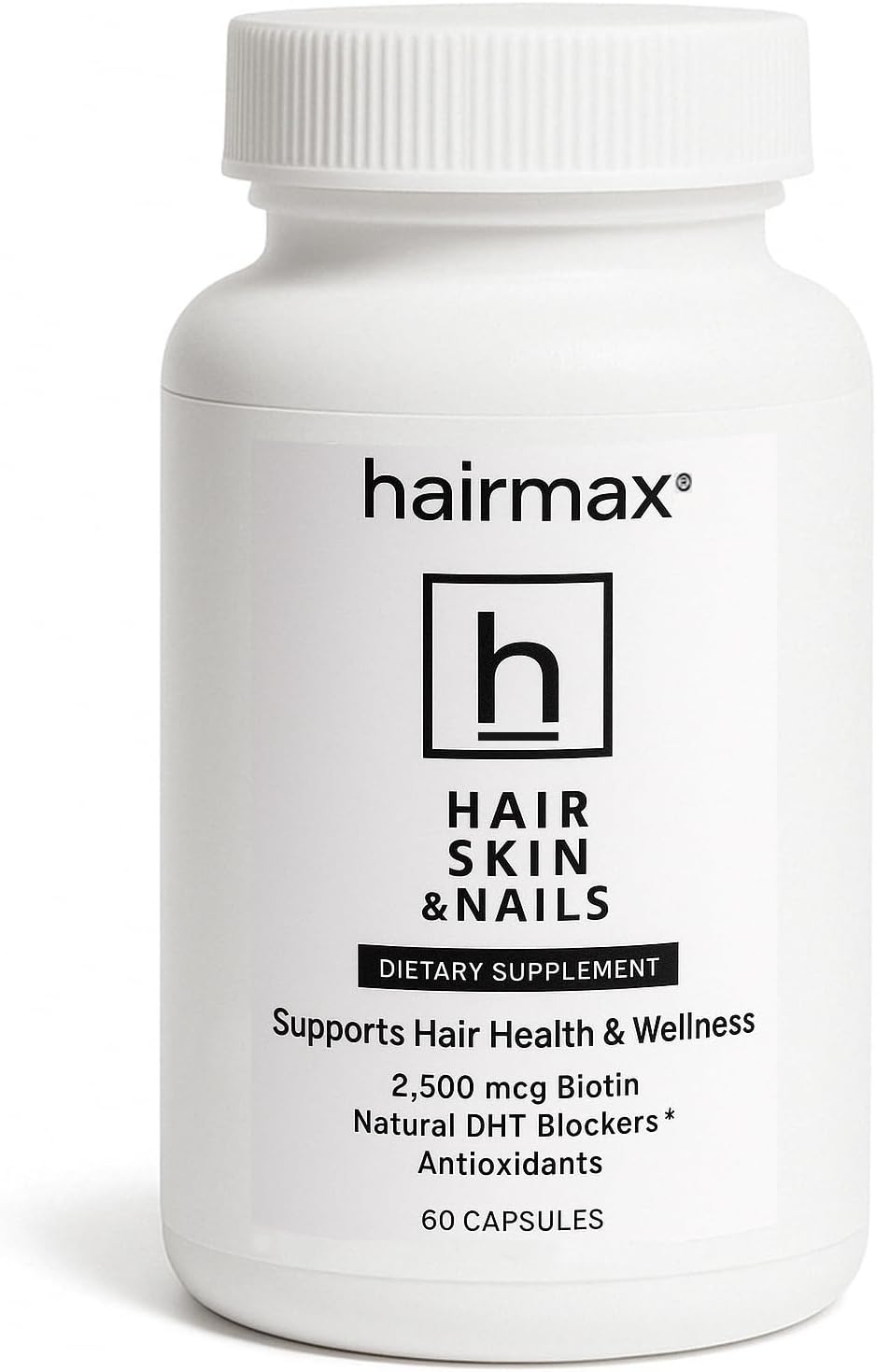 Hairmax Complemento Alimenticio para Cabello, Piel y Uñas – 2500 mcg de Biotina, Bloqueador de DHT, MSM y Antioxidantes (Pack de 2 Frascos)