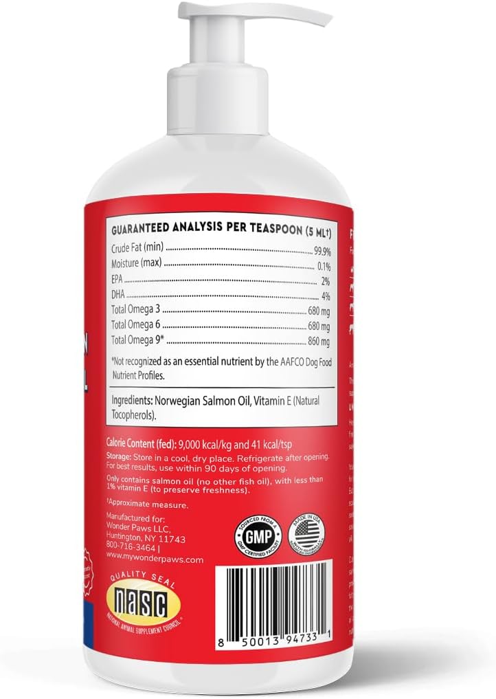 Wonder Paws Aceite de Salmón para Perros – Omega 3 EPA y DHA – 946 ml