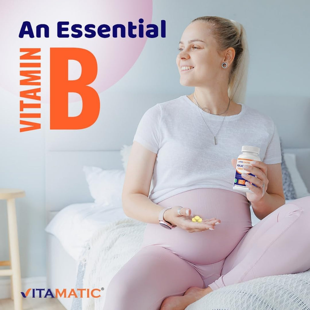 Vitamatic Ácido Fólico 1000 mcg (1 mg) – 480 Tabletas Vegetarianas (2 Paquetes) | Vitamina B9 | 1667 mcg DFE Folato