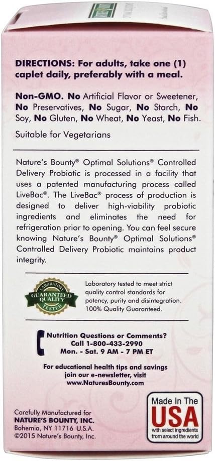 Nature's Bounty Optimal Solutions Probiotic Targeted Release, 30 Tablets x 2