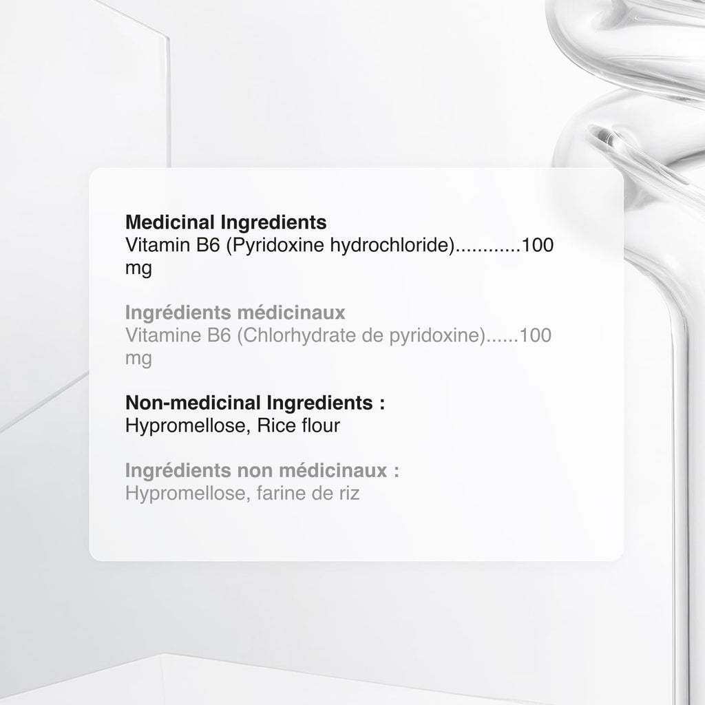 Biogenique Vitamina B6 100 mg - Cápsulas de Piridoxina (120 Cápsulas)