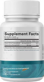 Sun Coast Sciences D3 Shield - Vitamina D3 5000 UI con K2 MK-7 y Calcio, 60 Cápsulas Vegetarianas