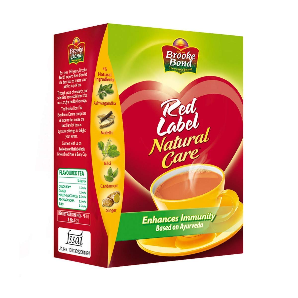 Brooke Bond Red Label Natural Care con 5 Ingredientes Ayurvédicos (2 x 250 g)