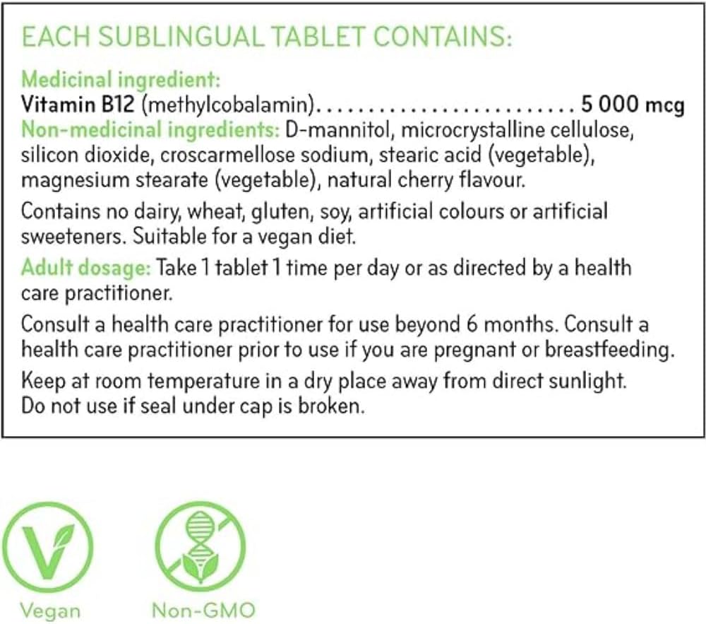 Sisu B12 5000 mcg Metilcobalamina, 60 Comprimidos
