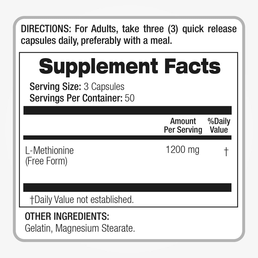 FITO MEDIC'S Lab - L-Metionina 1200mg | 150 Cápsulas