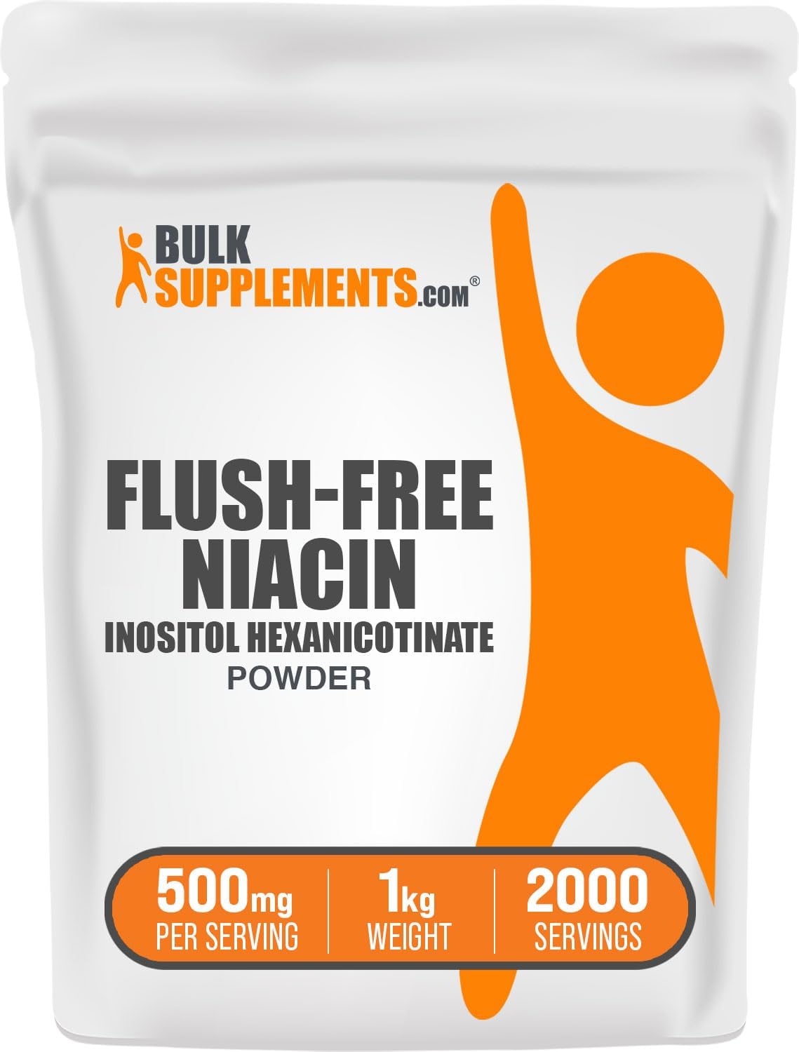 Flush Free Niacina en Polvo – Inositol Hexanicotinato, Vitamina B3, 500mg por ración, 1kg
