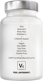 Amen Vitamina C+ con Zinc, Bioflavonoides, Quercetina, Escaramujo, Saúco – Vegano, No Transgénico – 2 Meses de Suministro - 120 Cápsulas