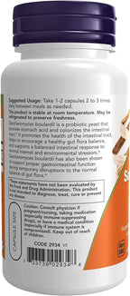 Now Saccharomyces Boulardii - 120 Cápsulas Vegetales