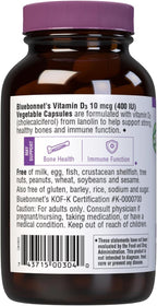 BlueBonnet Vitamina D3 400 UI – 90 Cápsulas Vegetales