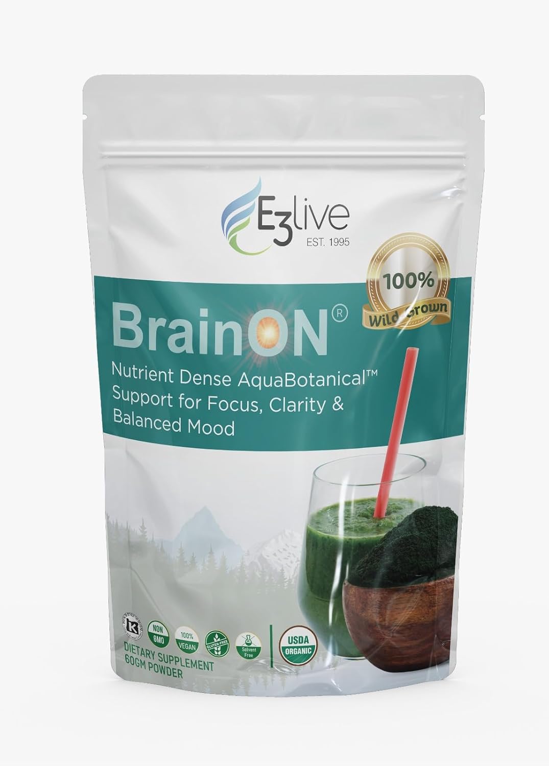 BrainON - Mezcla Premium de Nutrición Cerebral para Apoyo Cognitivo - 60 Gramos