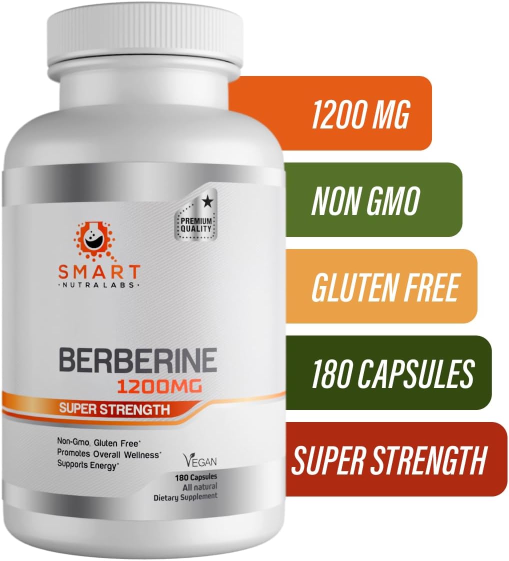 Smart Nutra Labs Premium Berberina HCL 1200mg | 180 Cápsulas Veganas