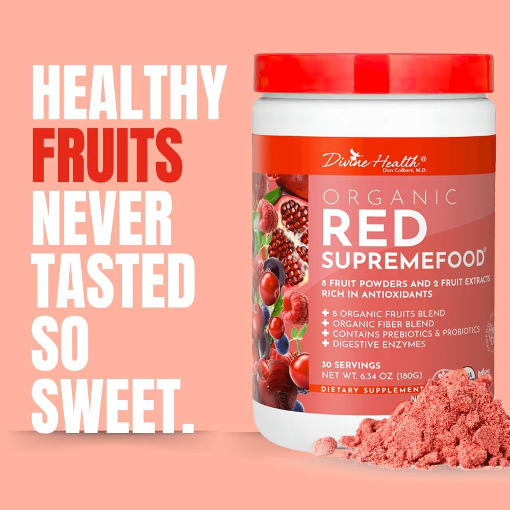 Organic Red Supremefood - Mezcla de Frutas Orgánicas con Probióticos y Enzimas, 180g