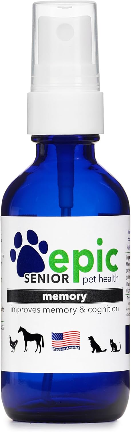 Memory All Natural Liquid Spray Supplement - Ayuda Cognitiva para Mascotas Mayores (1 oz)