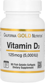 California Gold Nutrition Vitamina D3 5000 UI – 90 Cápsulas de Gelatina de Pescado